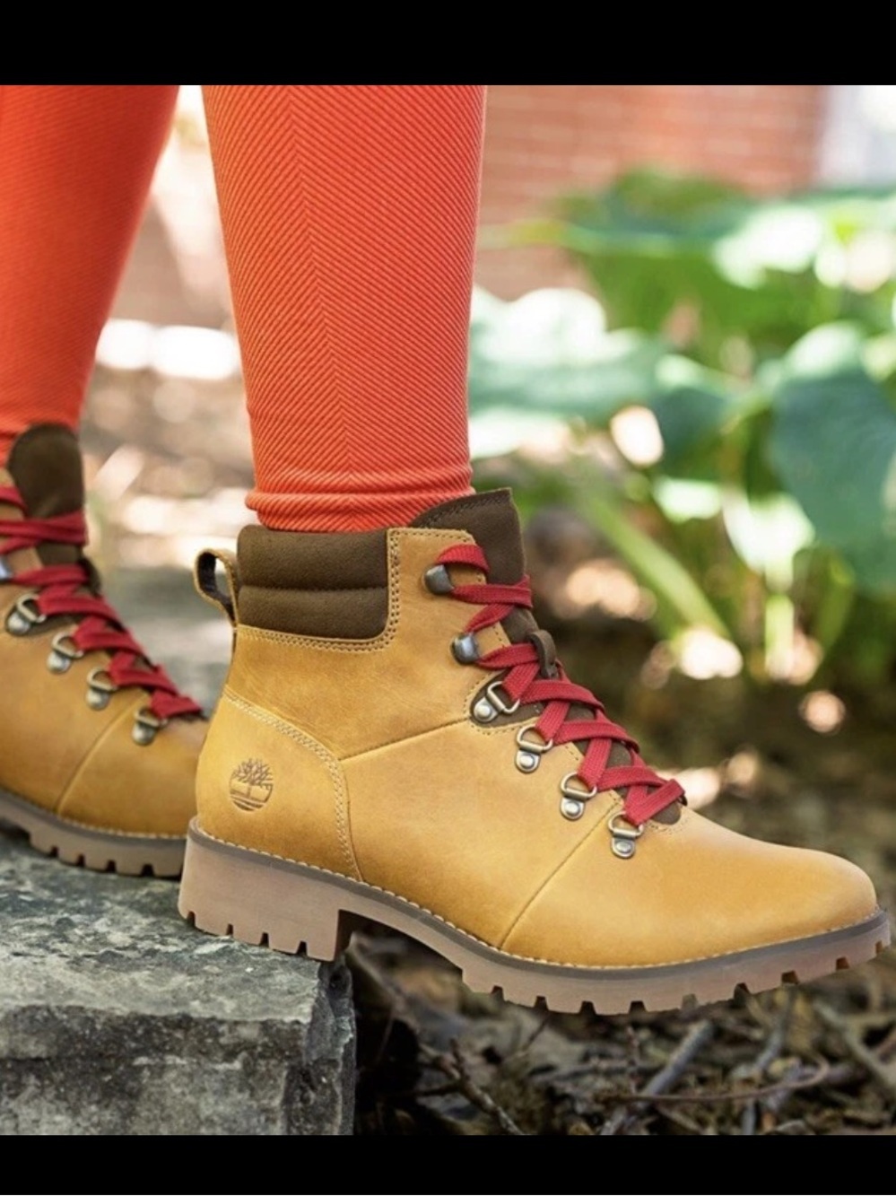 Timberland Women's 9.5 Ellendale Mid Hiking Lace Up Boots Leather Wheat Brown
